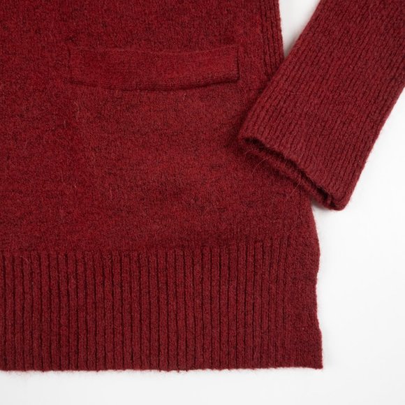 J. CREW deep V-neck long cranberry red pullover tunic sweater size S - Picture 4 of 8
